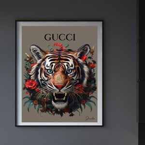GUCCI TIGER POSTER ART 11X14 BY DENARDAI GREAT GIFT FOR GUCCI FANS
